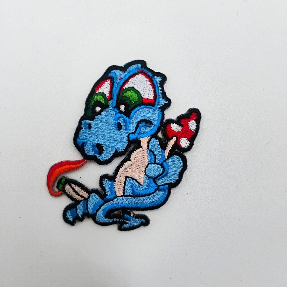 THC Clothing Blue Dragon Mushroom Embroidered Iron On Sew On Patch VTG 90s NOS